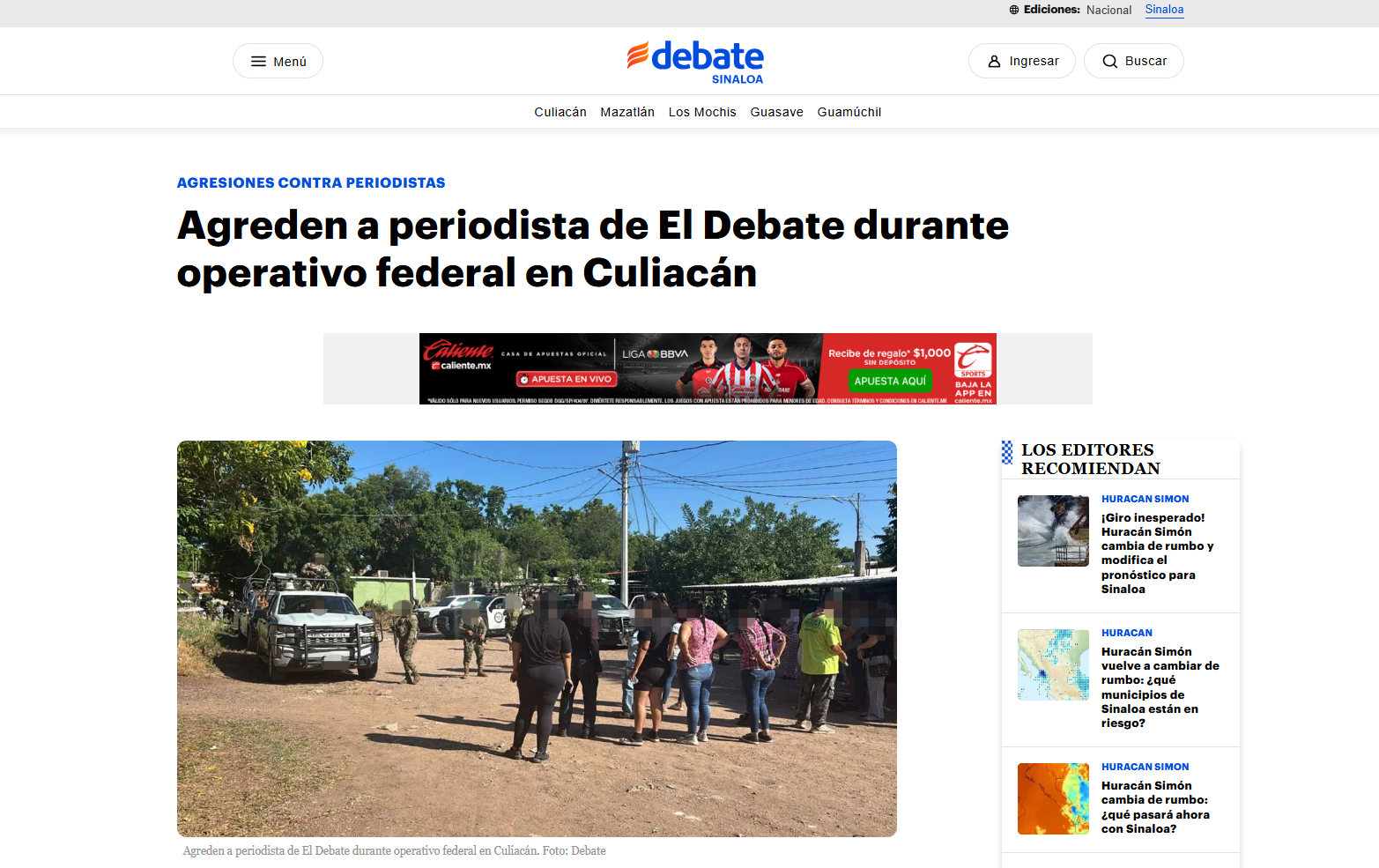 Red de Periodistas y Personas Defensoras de DDHH rechaza agresiones contra periodistas por parte de fuerzas federales en Culiacán